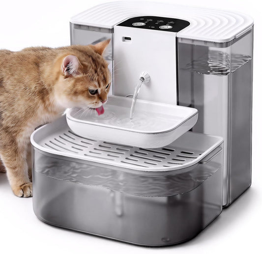 Automatic Cat Water Fountain, Dual Clean & Waste Tanks