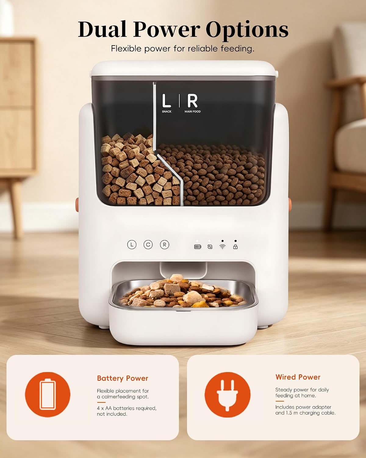 Automatic Cat Feeder, Dual Hopper for Meals & Treats, App Control