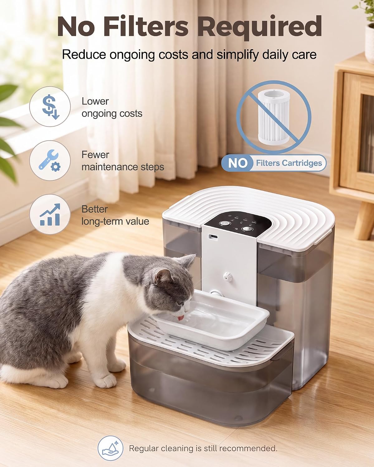 Automatic Cat Water Fountain, Dual Clean & Waste Tanks