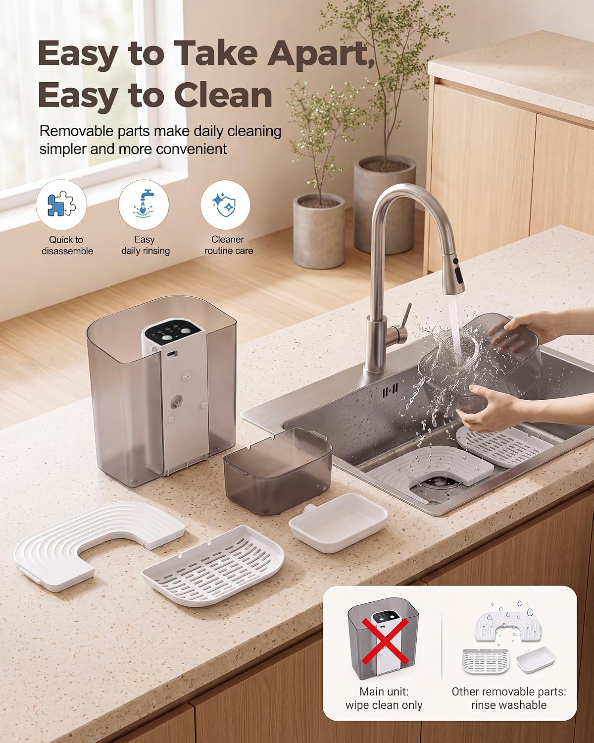 Automatic Cat Water Fountain, Dual Clean & Waste Tanks